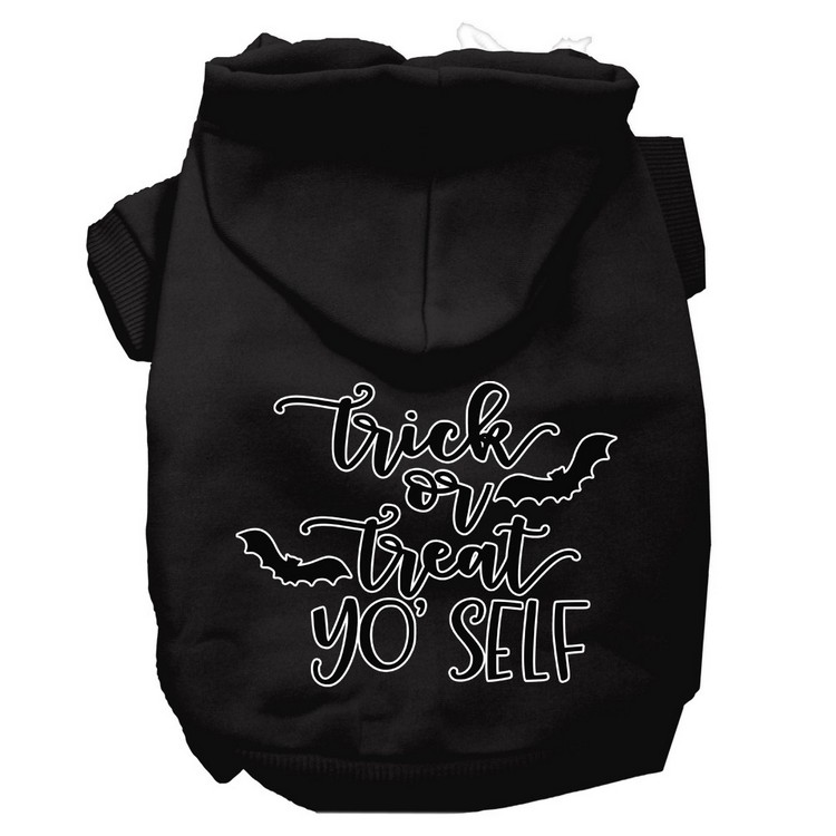 Trick or Treat Yo' Self Screen Print Dog Hoodie Black XS